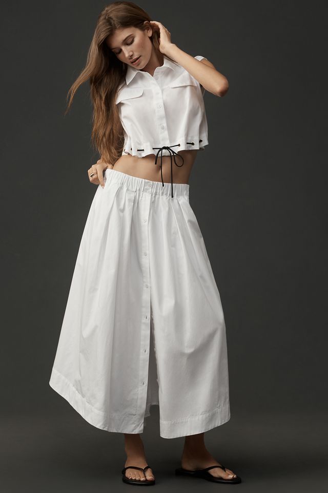 mkty Maeve Cotton Poplin Buttondown Midi Skirt | Anthropologie