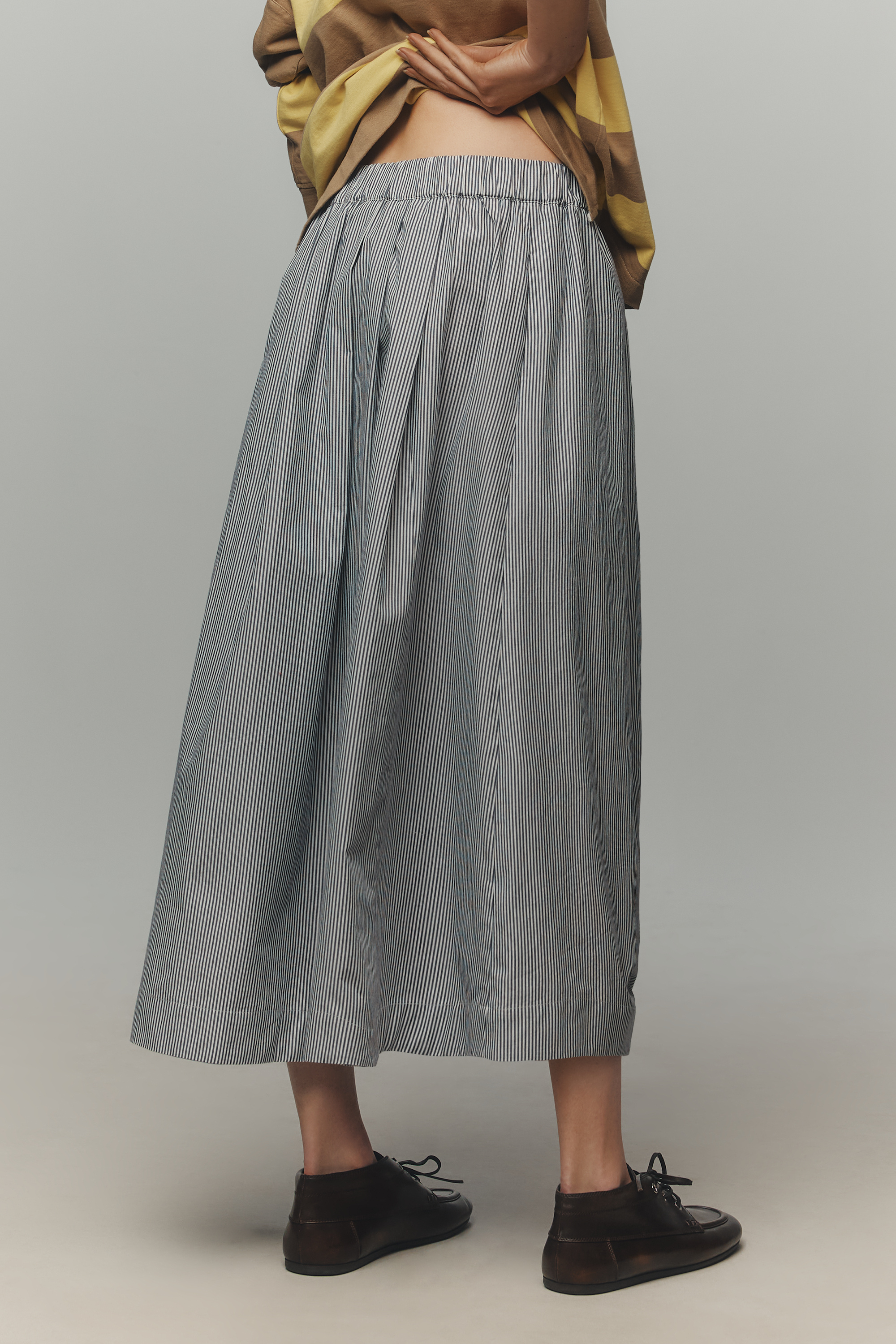 Striped Poplin Button-Front Skirt — Image 3
