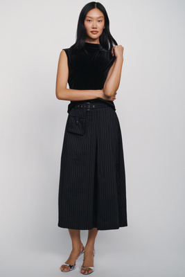 Maeve Pleated Cargo Midi Skirt by Anthropologie