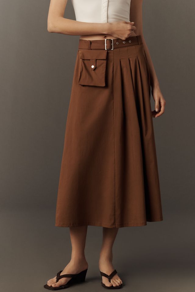 Maeve Pleated Cargo Midi Skirt #1