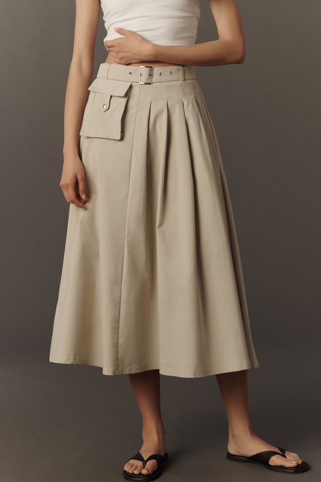 Maeve Pleated Cargo Midi Skirt #1