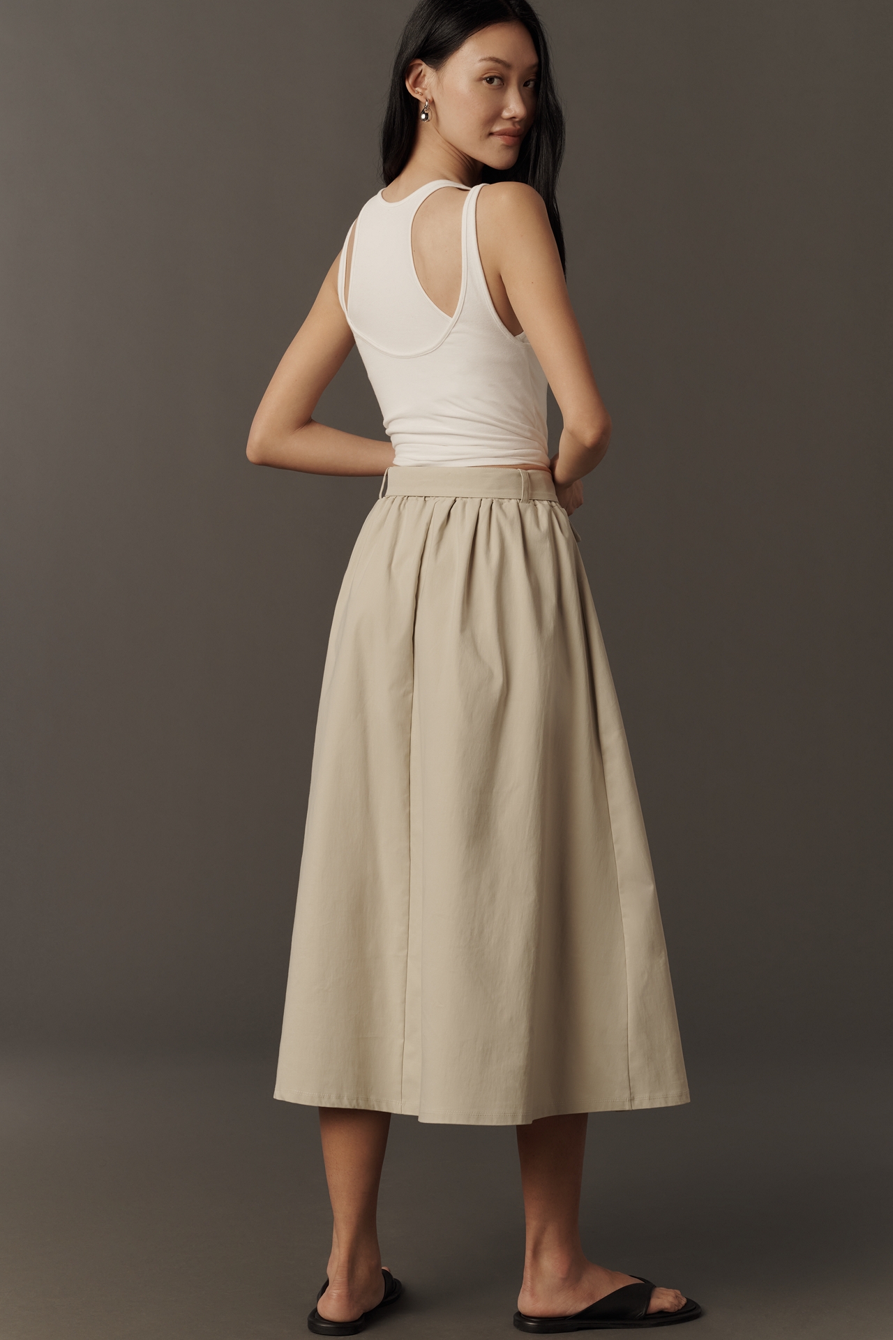 Maeve Pleated Cargo Midi Skirt
