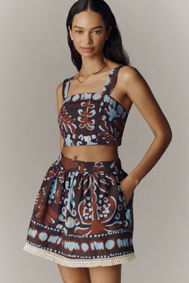 Maeve Cotton Crochet-Trim Mini Skirt | Anthropologie