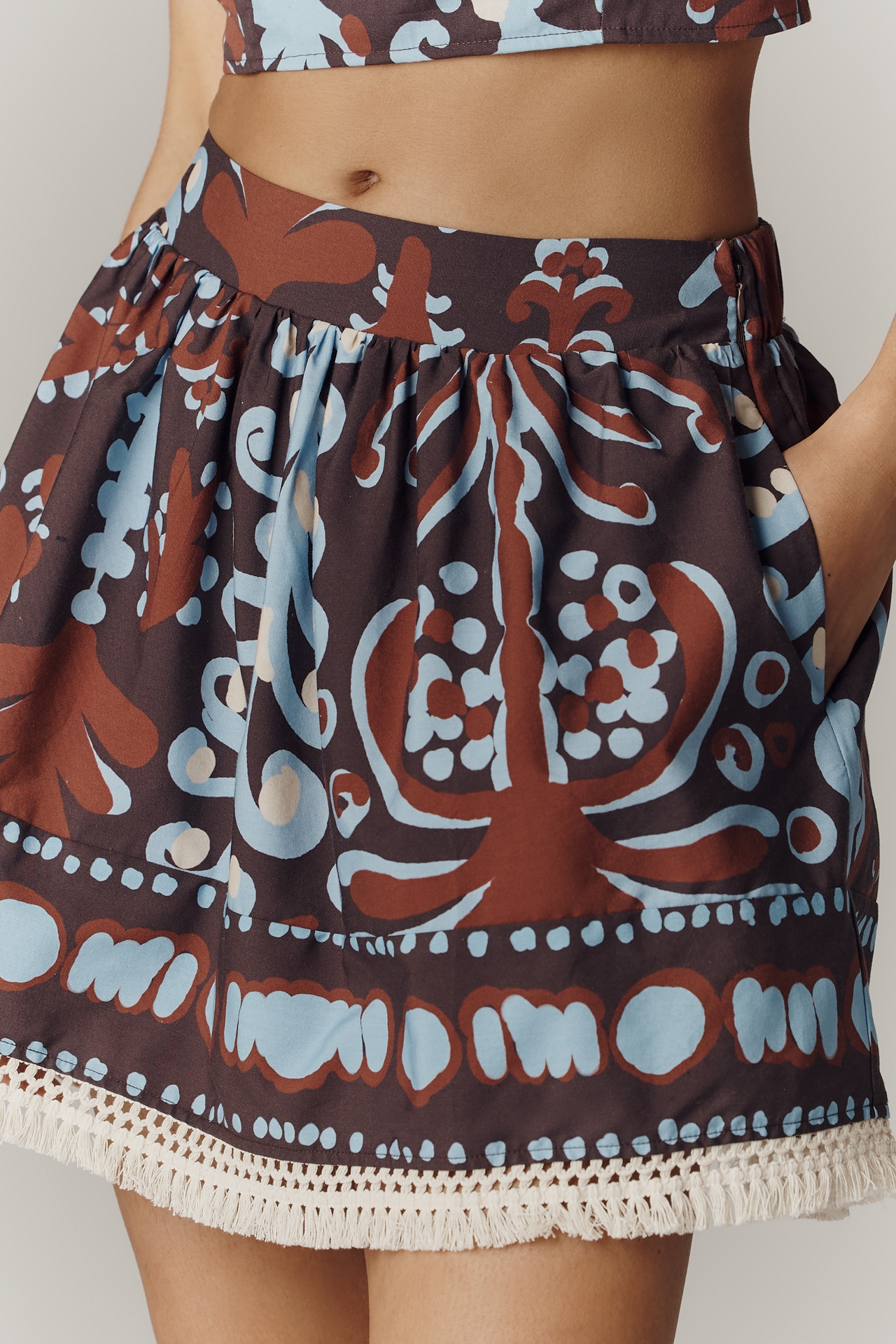 Maeve Cotton Crochet-Trim Mini Skirt