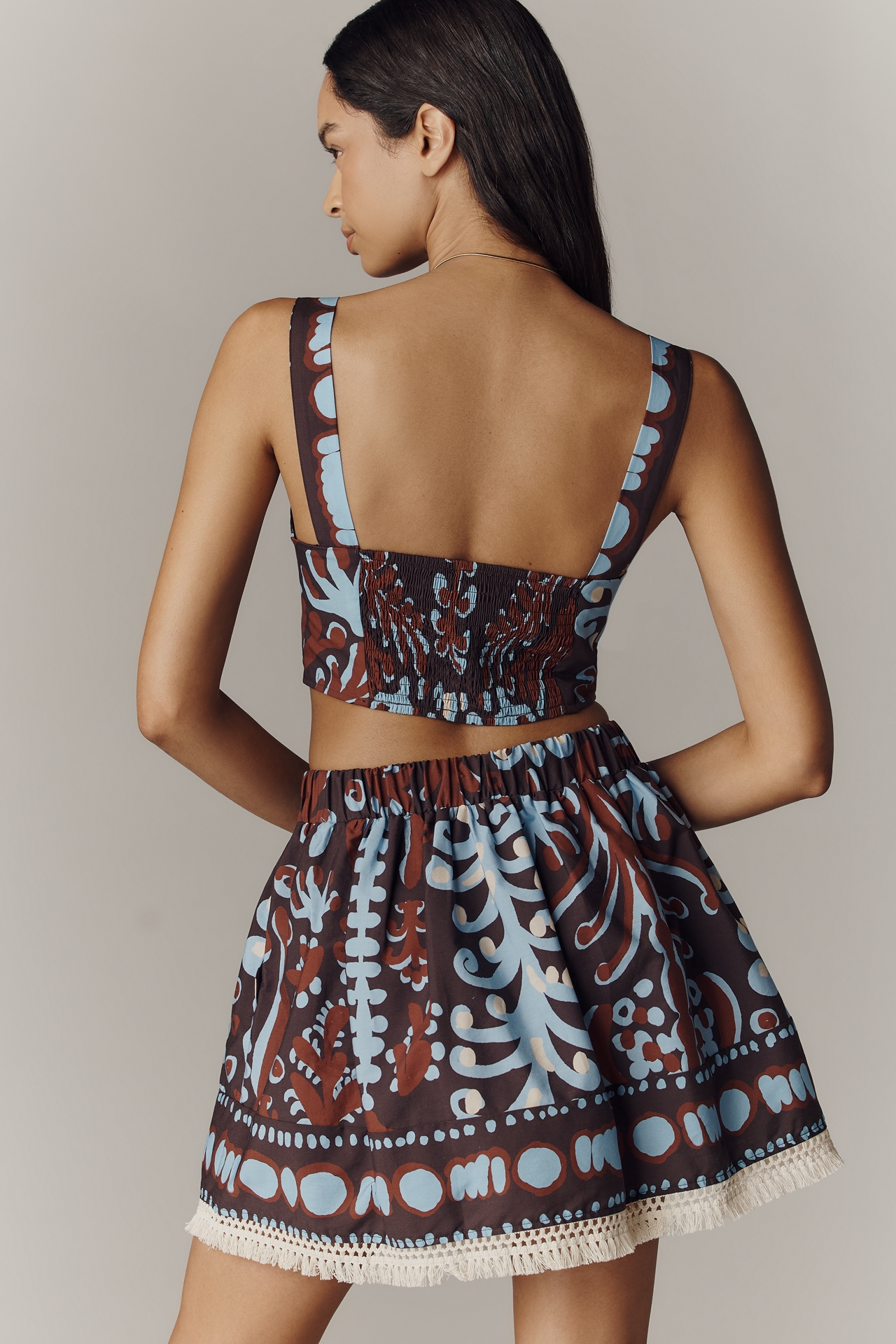Maeve Cotton Crochet-Trim Mini Skirt