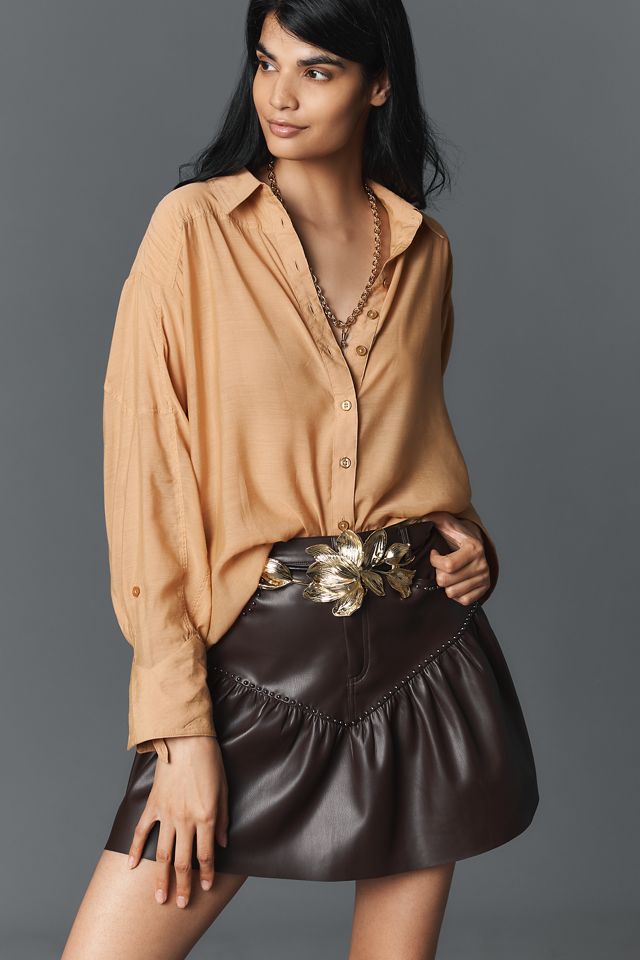 Saylor Pippi Faux-Leather Studded Mini Skirt