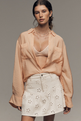 Denim Eyelet Mini Skirt