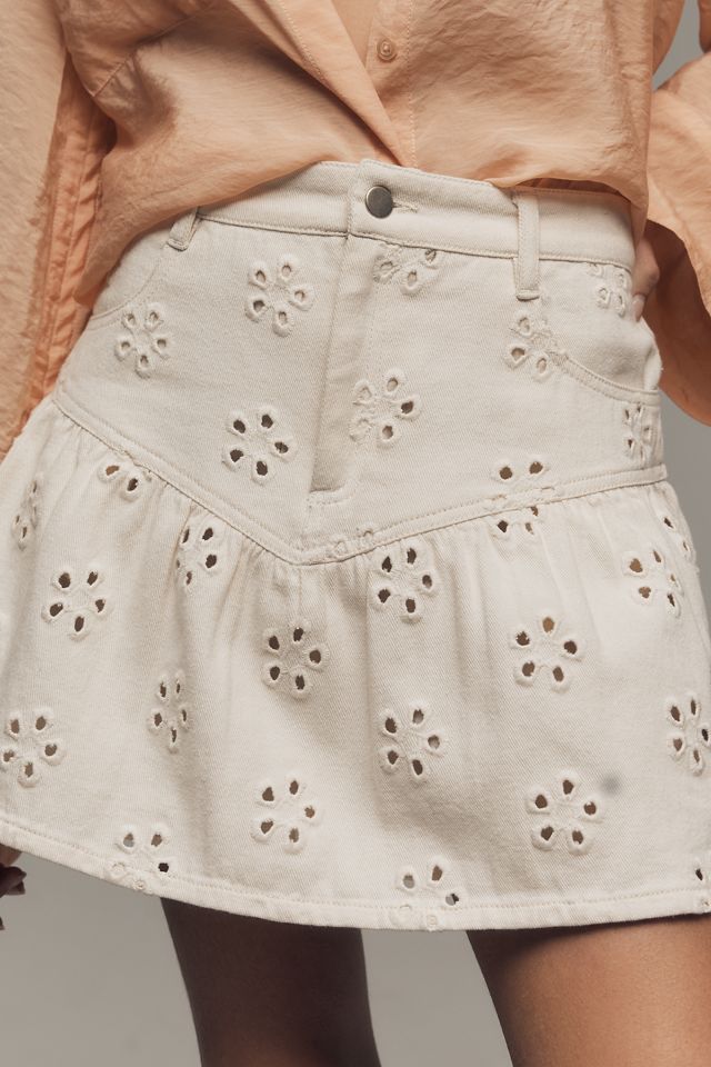 Saylor Denim Eyelet Mini Skirt #1
