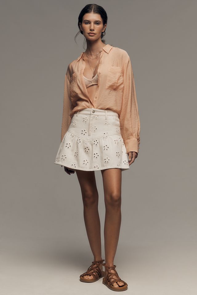 Saylor Denim Eyelet Mini Skirt #2