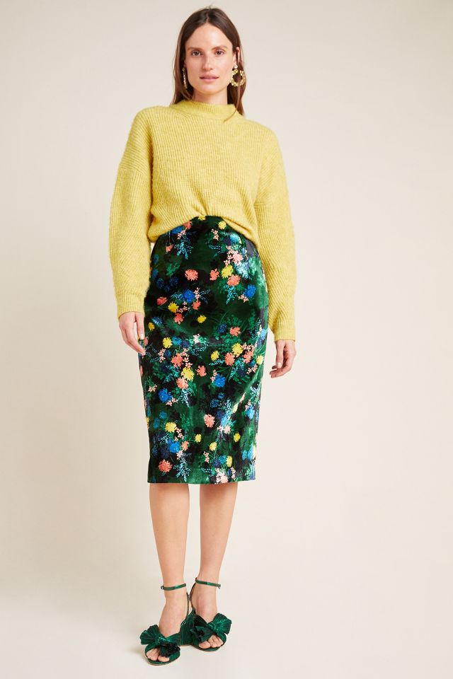 Anthropologie yellow hotsell velvet skirt