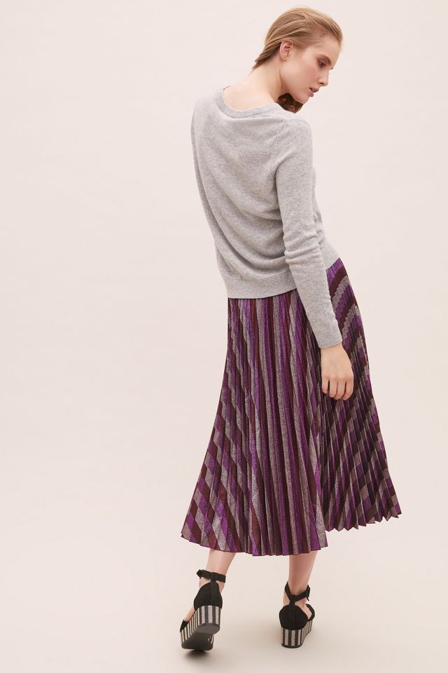 Beatrice B Metallic-Pleated Maxi Skirt #1