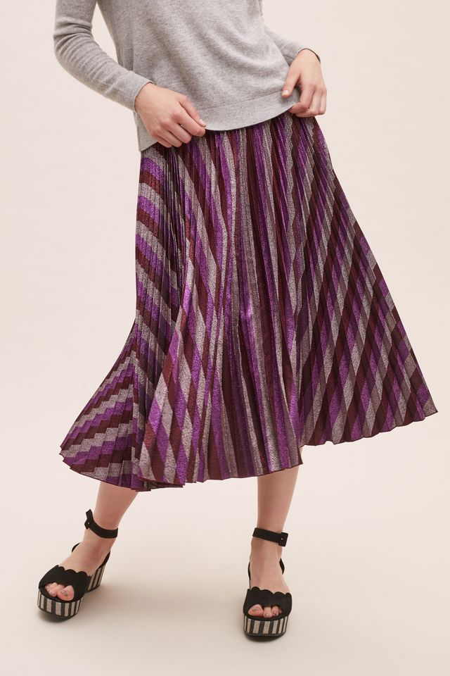 Beatrice B Metallic-Pleated Maxi Skirt #2