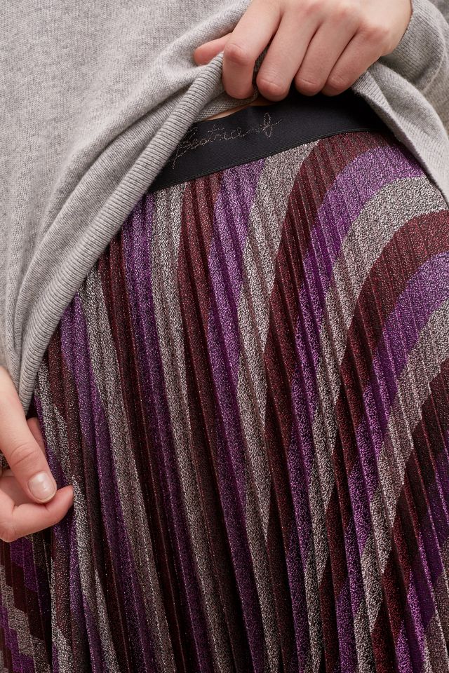 Beatrice B Metallic-Pleated Maxi Skirt #3