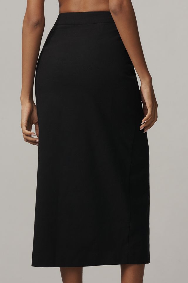 Endless Rose Linen Blend Front-Slit Slim Midi Skirt #2