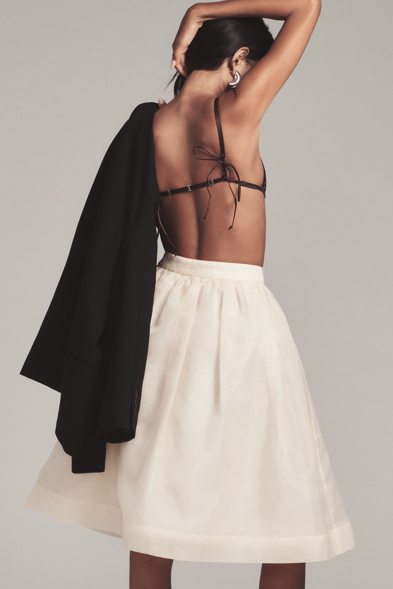 English Factory Organza A-Line Midi Skirt