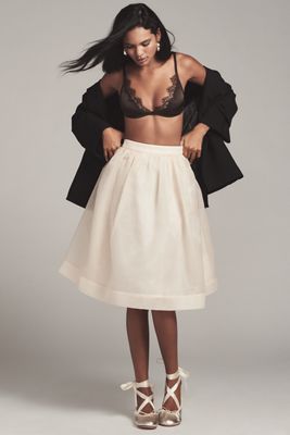 English Factory Organza A-Line Midi Skirt
