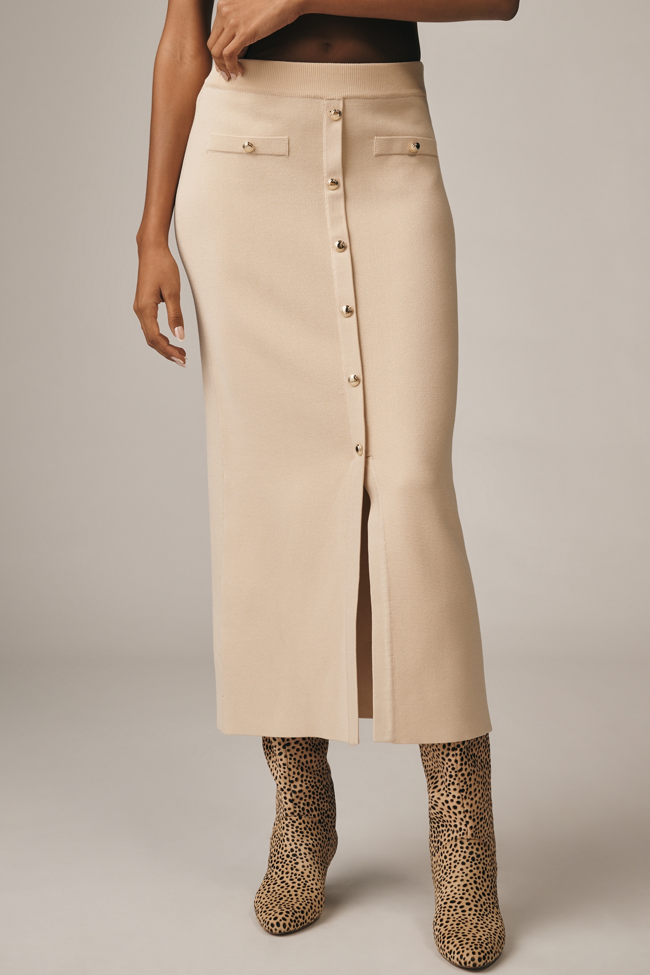 Endless Rose Knit A-Line Midi Skirt