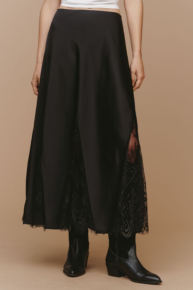 Endless Rose Lace Panel Satin Maxi Skirt #1