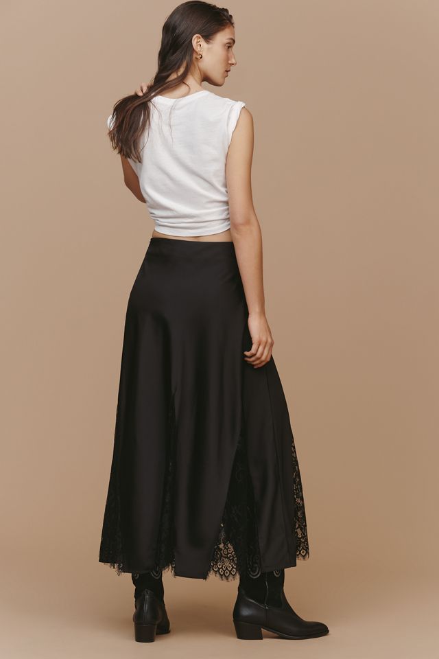 Endless Rose Lace Panel Satin Maxi Skirt #3