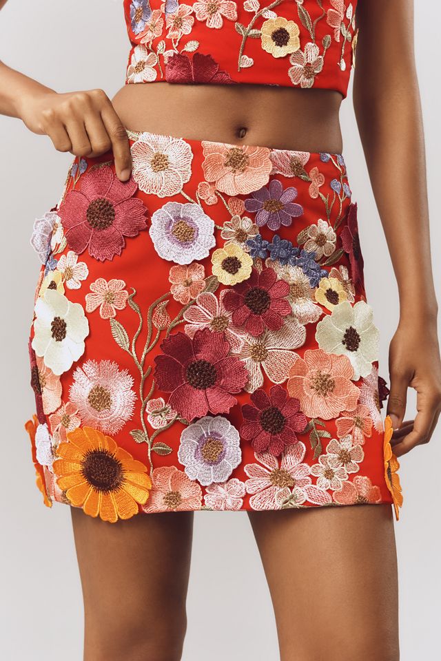 ★E.B.M★ Flower embroidery detail mini skirt EMP2WSK500 Endless Rose Floral Embroidered Mini Skirt | Anthropologie