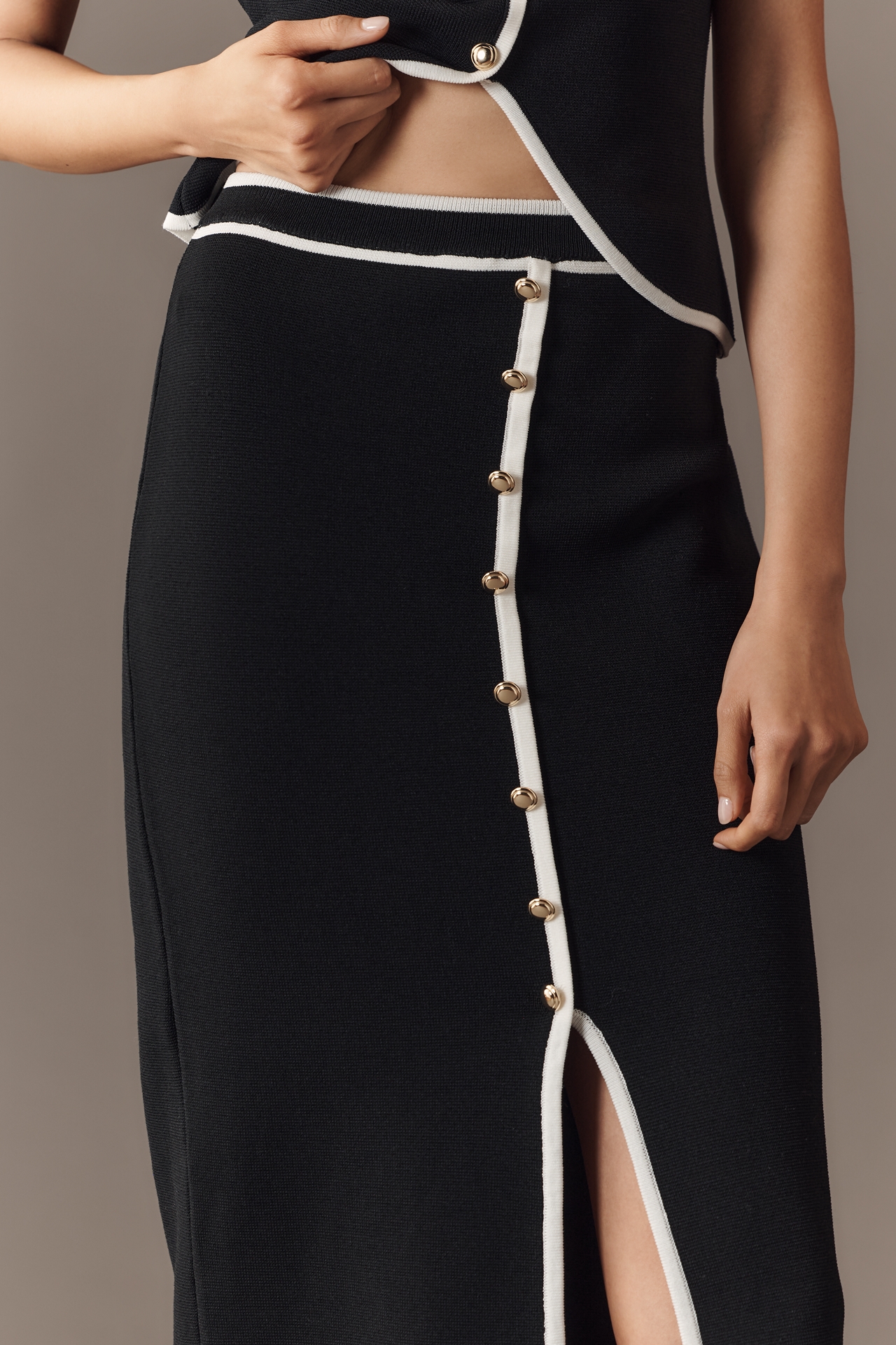 Endless Rose Piped Knit Midi Skirt