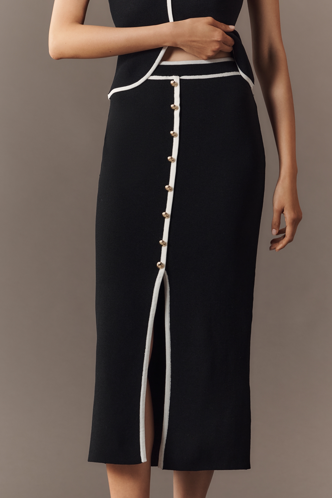 Endless Rose Piped Knit Midi Skirt