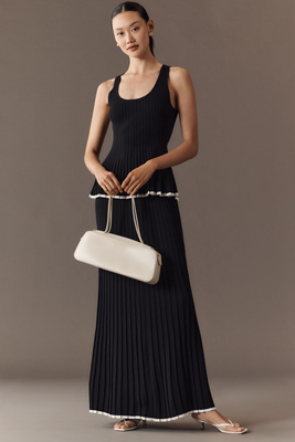 Endless Rose Pleated Knit Maxi Skirt In Black