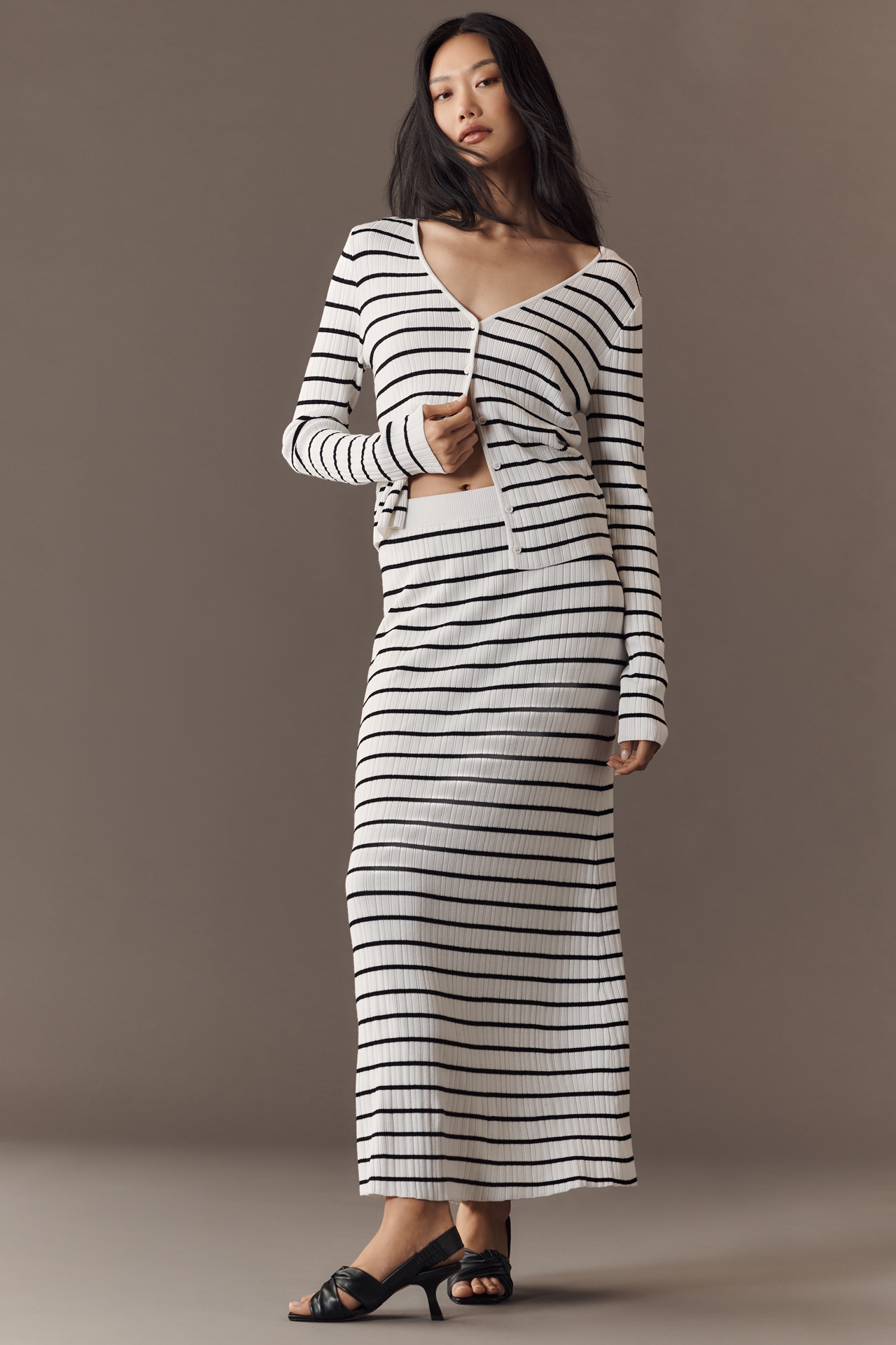 Endless Rose Striped Knit Maxi Skirt