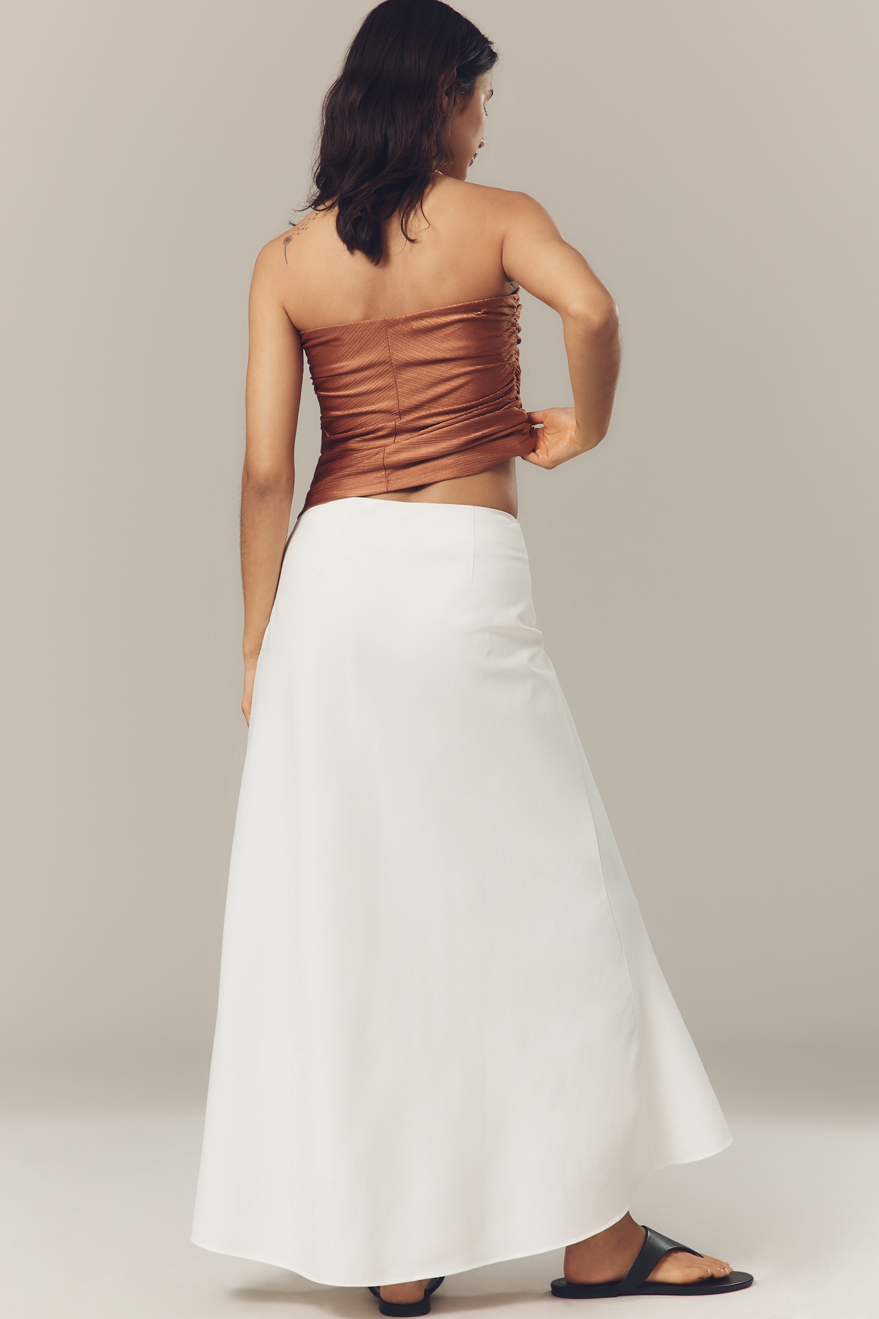 Endless Rose Linen Blend A-Line Maxi Skirt