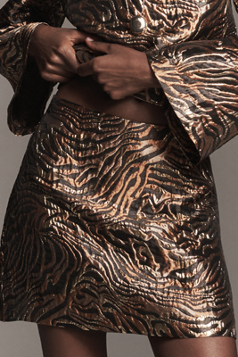 Endless Rose Zebra Foil Mini Skirt In Brown