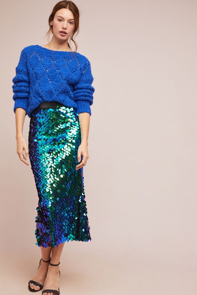 Anthropologie sequin shop midi skirt