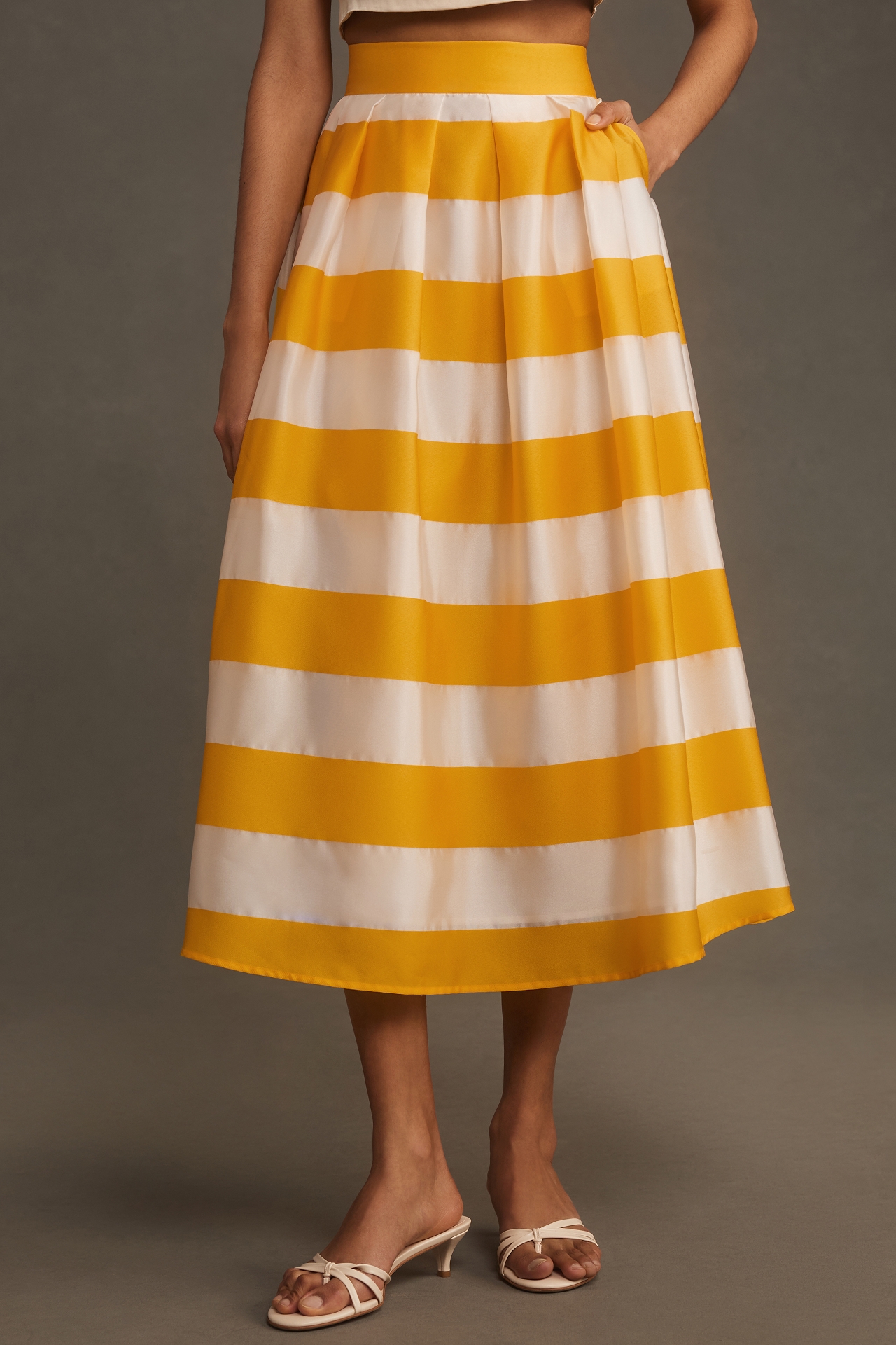 Mac Duggal Stripe Sunshine Midi Skirt