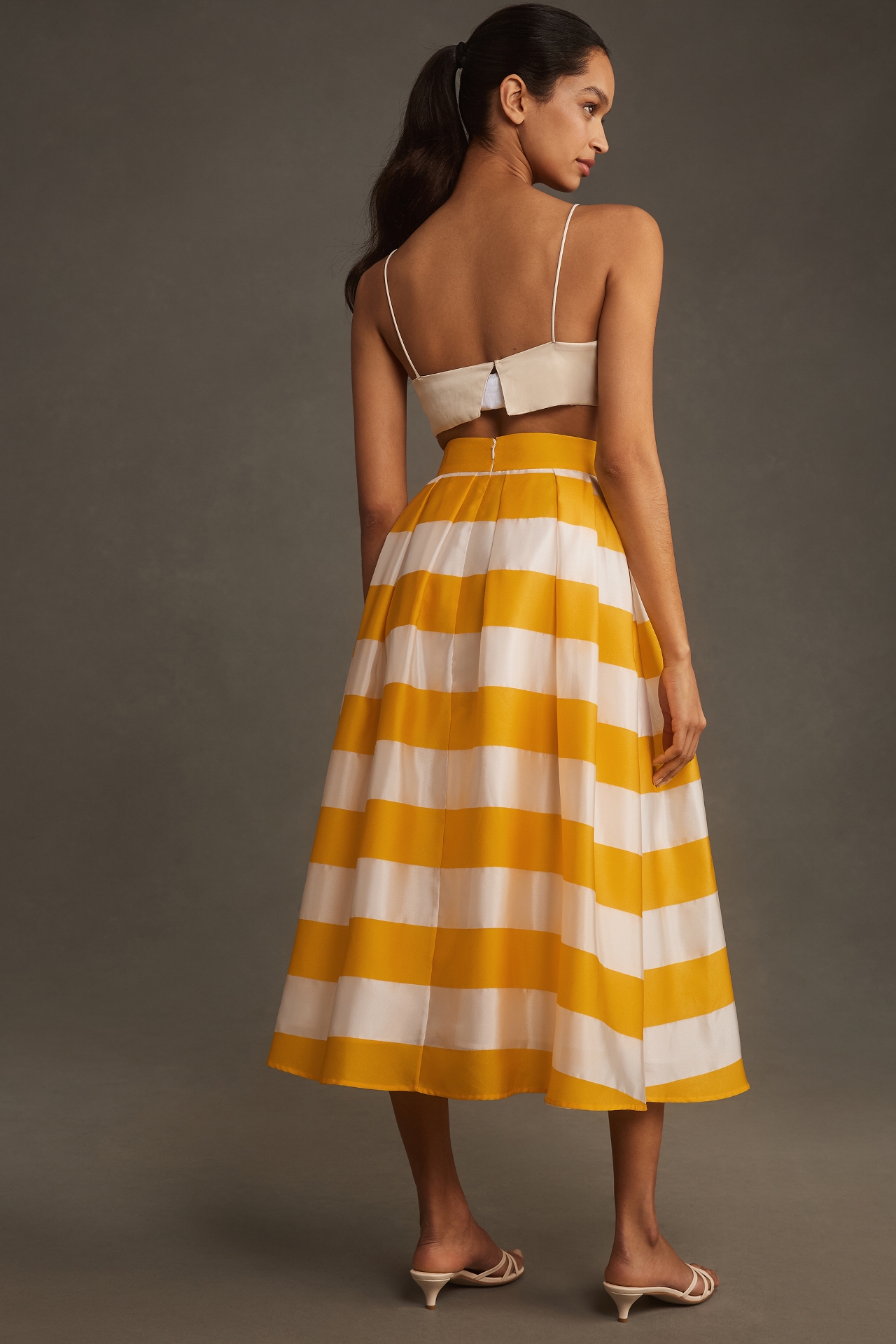 Mac Duggal Stripe Sunshine Midi Skirt