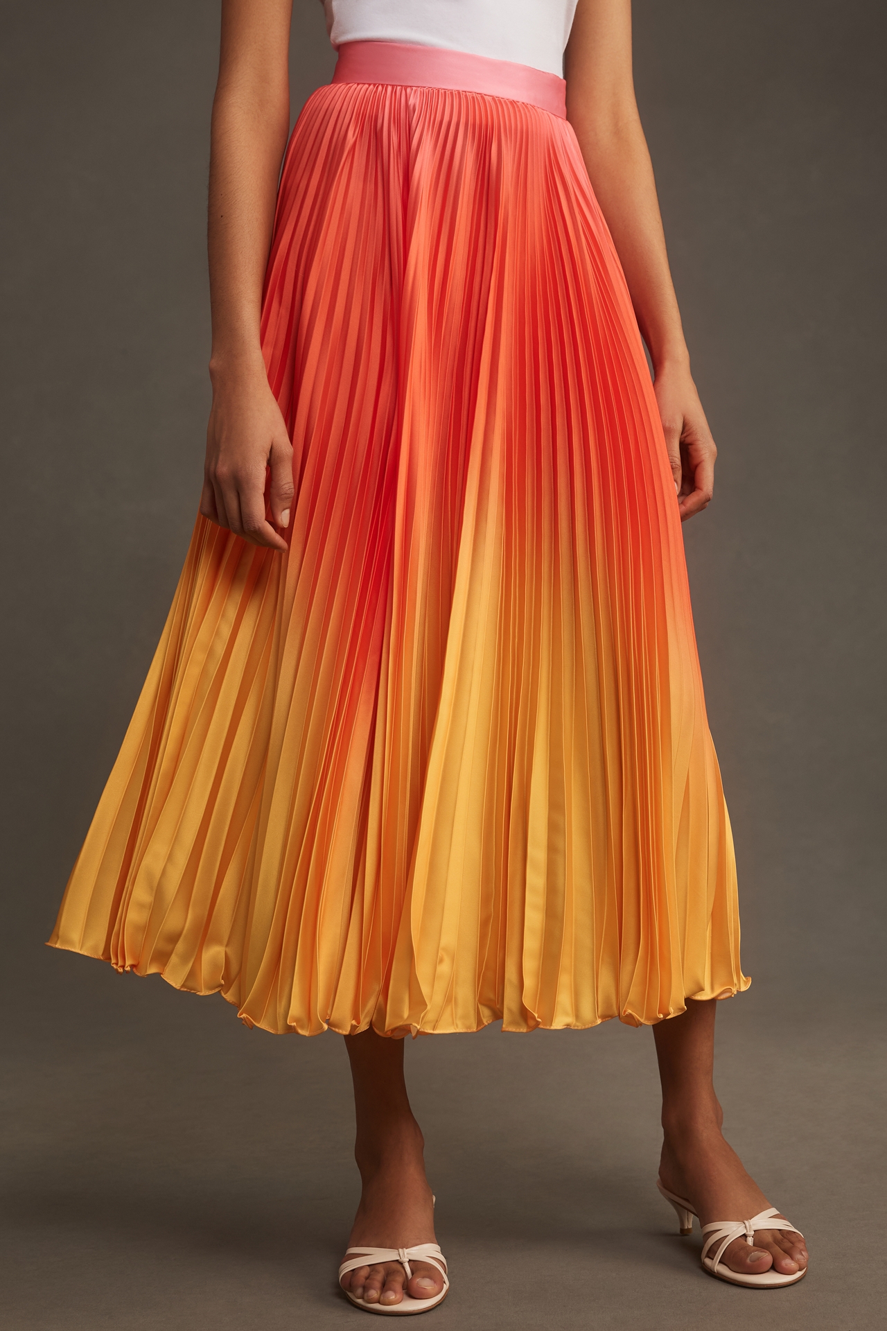 Mac Duggal Ombre Plissé Midi Skirt