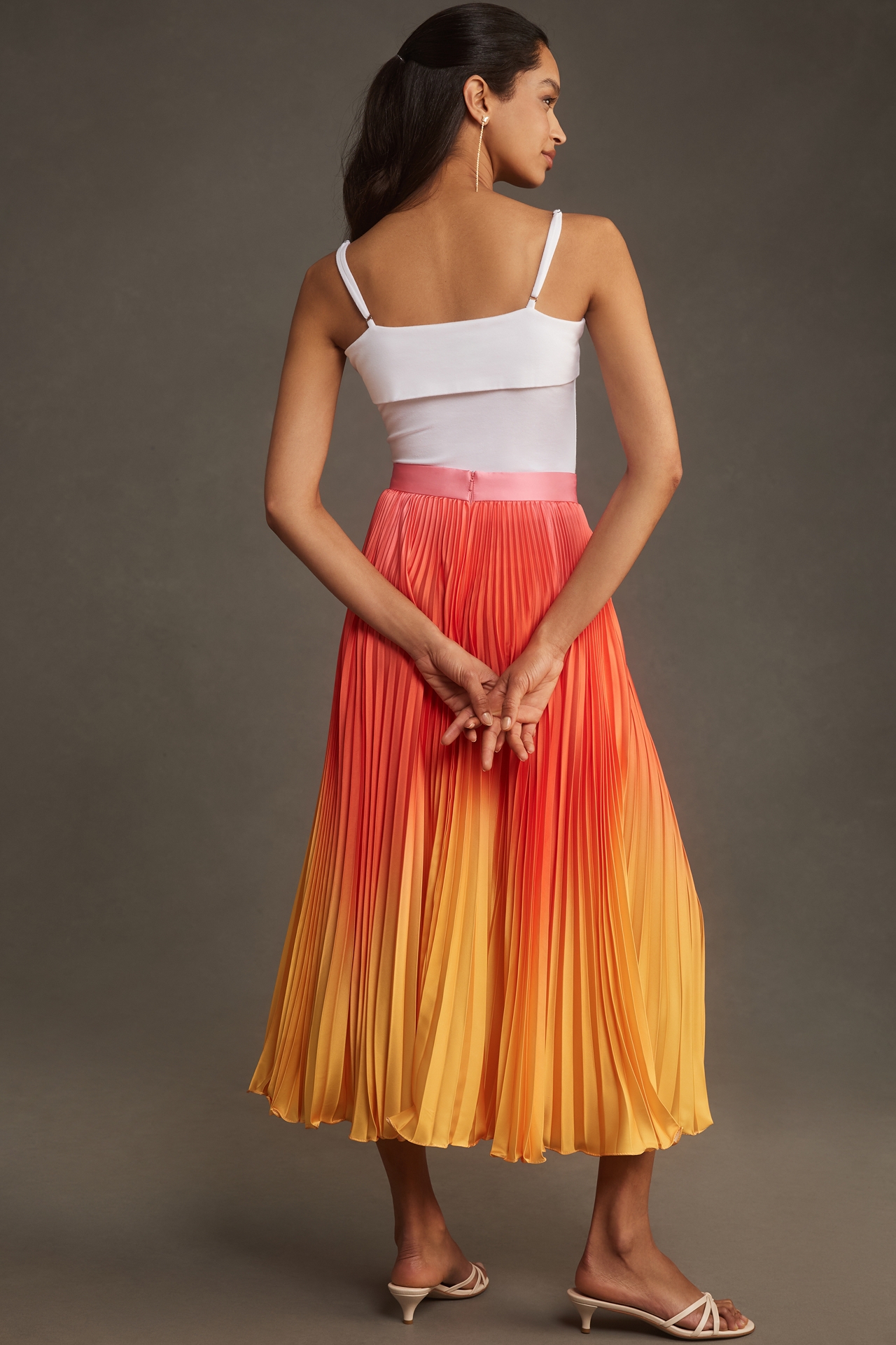 Mac Duggal Ombre Plissé Midi Skirt