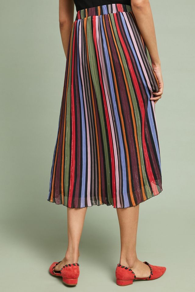Rainbow-Striped Midi Skirt #1