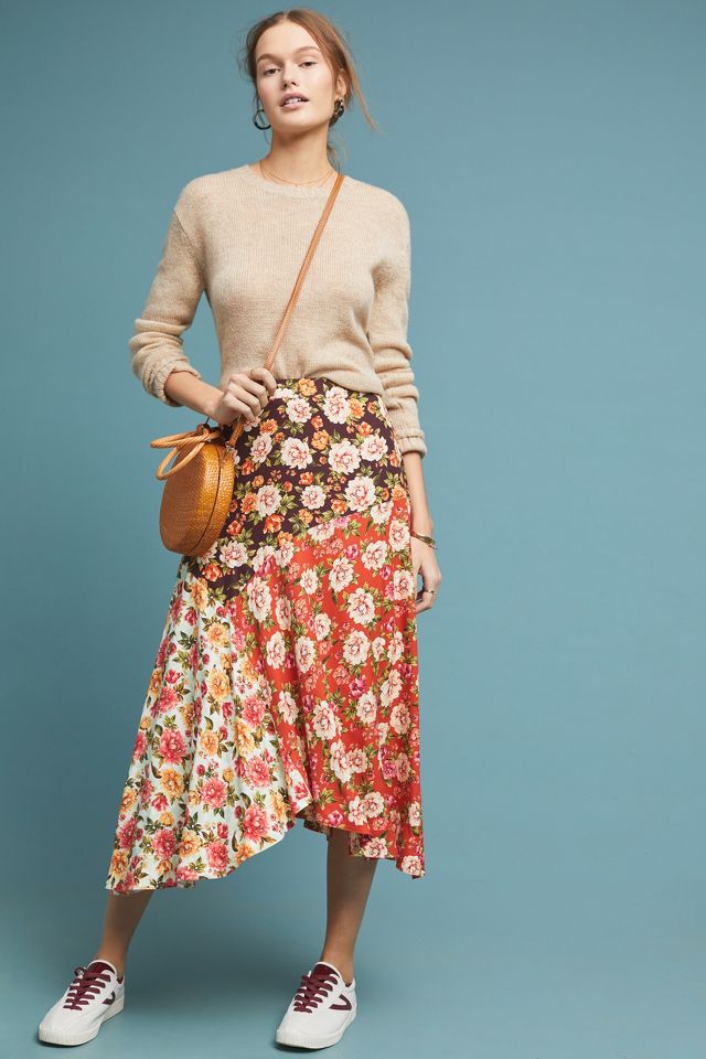 Farm Rio Patchwork Floral Skirt Anthropologie