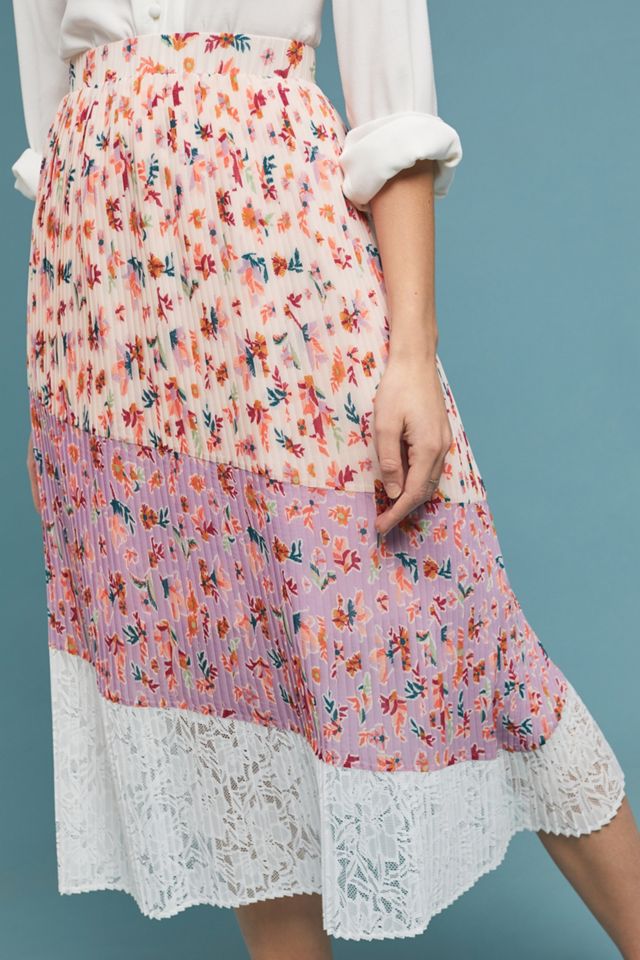 Pleated Floral Midi Skirt #1