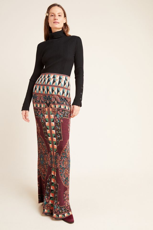 Farm Rio Mixed Print Maxi Skirt