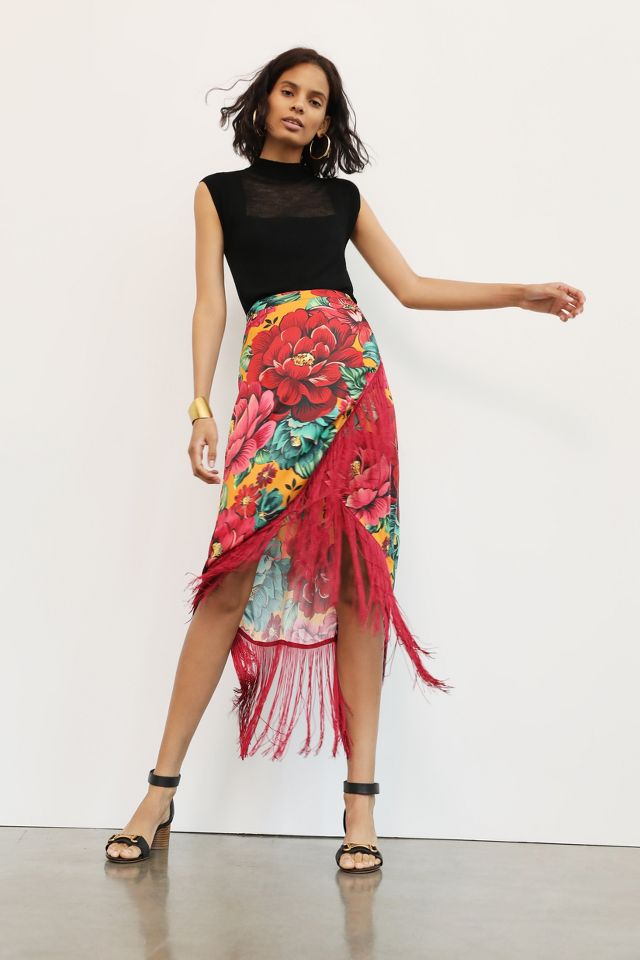 Fringe wrap 2025 midi skirt