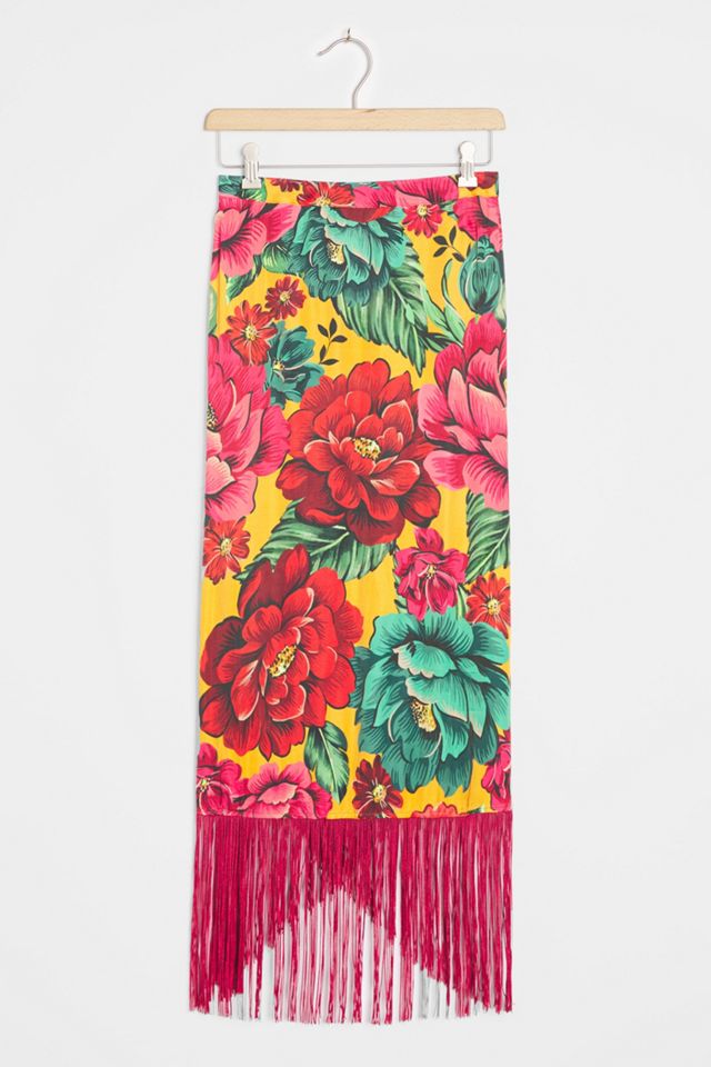 Farm Rio Benita Fringed Wrap Midi Skirt #2