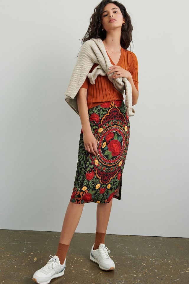 Farm Rio Naia Slim Midi Skirt | Anthropologie