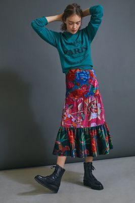 anthropologie velvet skirt