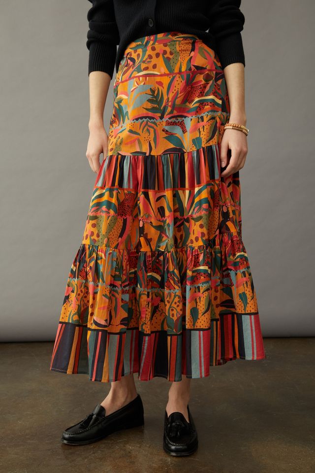 Danette tiered corduroy maxi hotsell skirt anthropologie