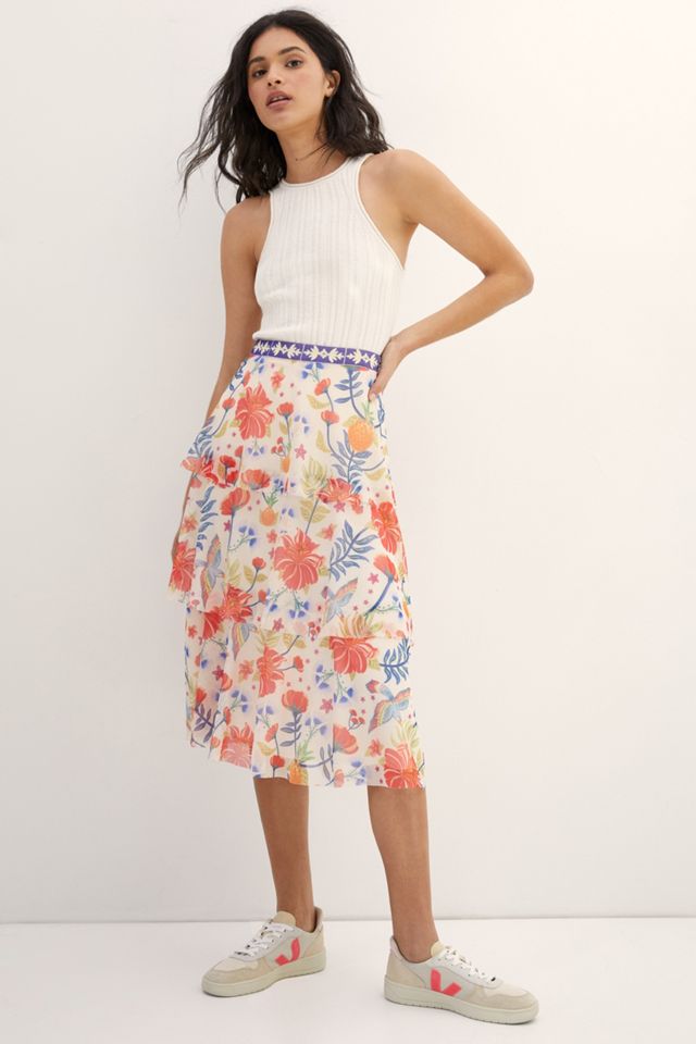 Farm Rio Tiered Midi Skirt #1