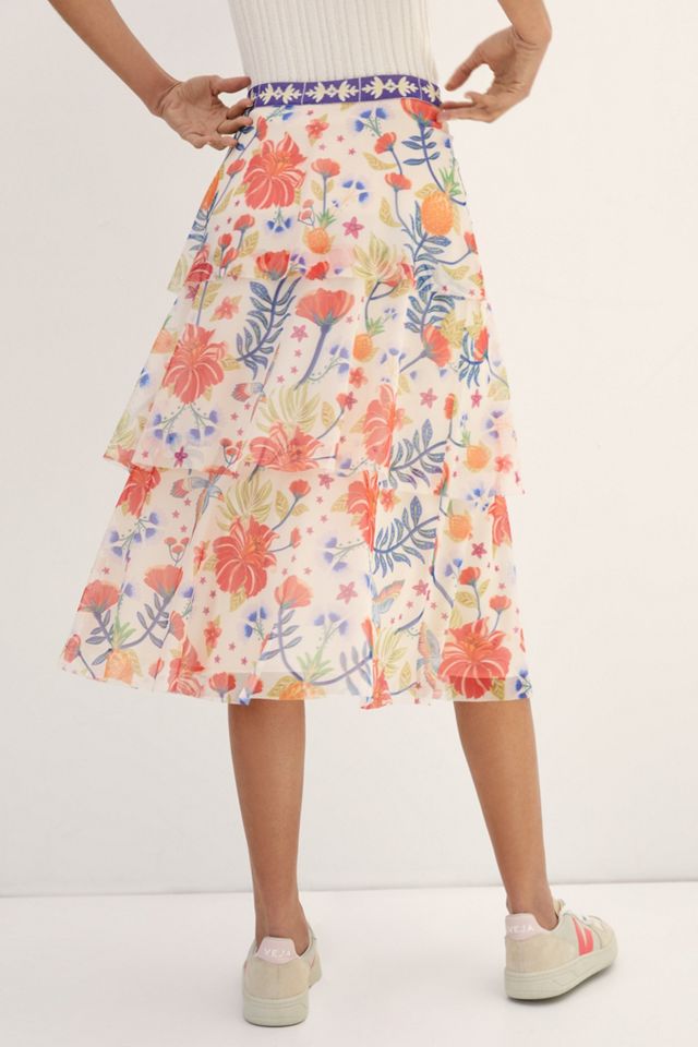 Farm Rio Tiered Midi Skirt #3