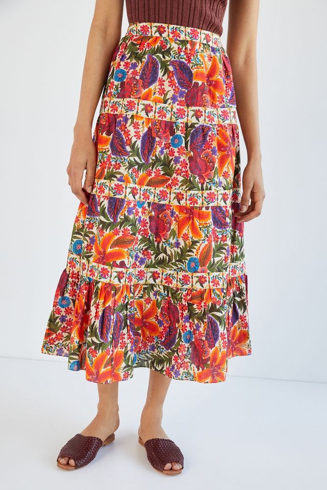 Farm Rio Tiered Maxi Skirt | Anthropologie