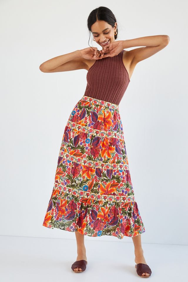 Farm Rio Tiered Maxi Skirt | Anthropologie