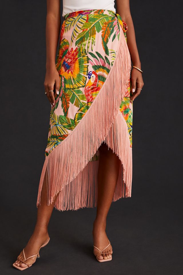 Farm Rio Fringe Hem Printed Midi Skirt #3