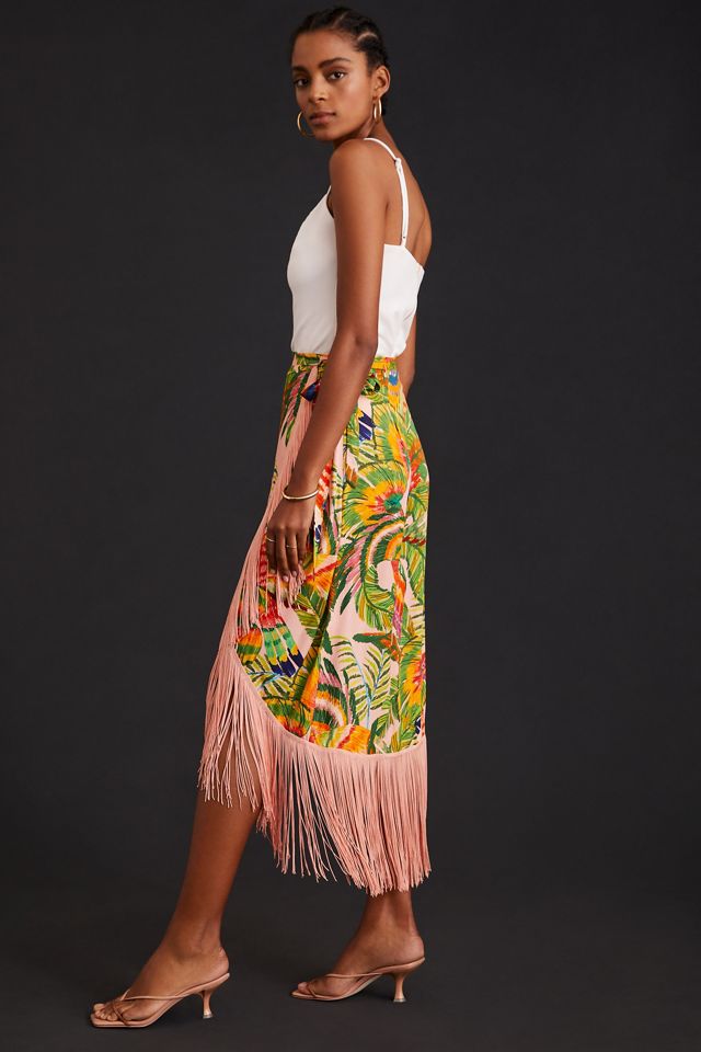 Farm Rio Fringe Hem Printed Midi Skirt #4